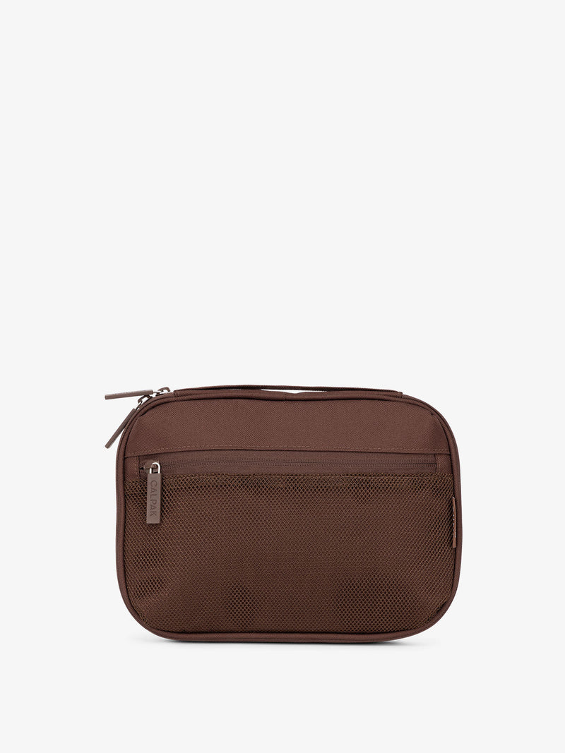 CALPAK Tech organizer with mesh front pocket in walnut brown