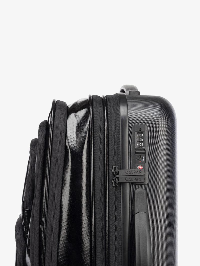 CALPAK Terra Carry-On expandable Luggage with soft and hard shell exterior TSA lock in obsidian