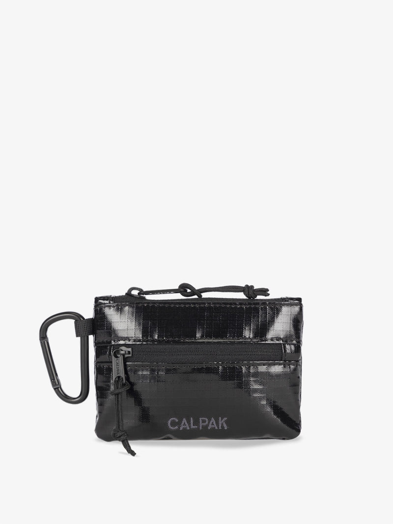 CALPAK Terra Clippable Card Pouch made with recycled ripstop polyester with TPU coating in obsidian