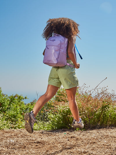 Front view of CALPAK Terra Hydration Backpack in amethyst; BPT2201-AMETHYST view 2