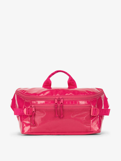 CALPAK Terra Sling Bag with mesh front pocket and top handle in pink dragonfruit; CBH2201-DRAGONFRUIT view 1