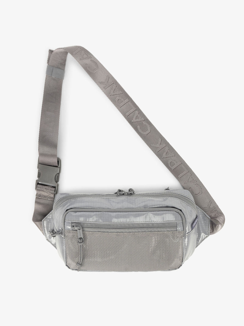 CALPAK Terra small crossbody sling bag with adjustable nylon strap in gray