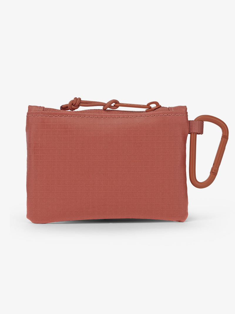 CALPAK Terra Clippable Card Pouch in red and orange Matte Clay back view