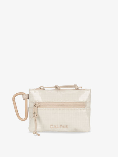 CALPAK Terra Clippable Card Pouch in off-white and tan White Sands; TPC2401-WHITE-SANDS view 1