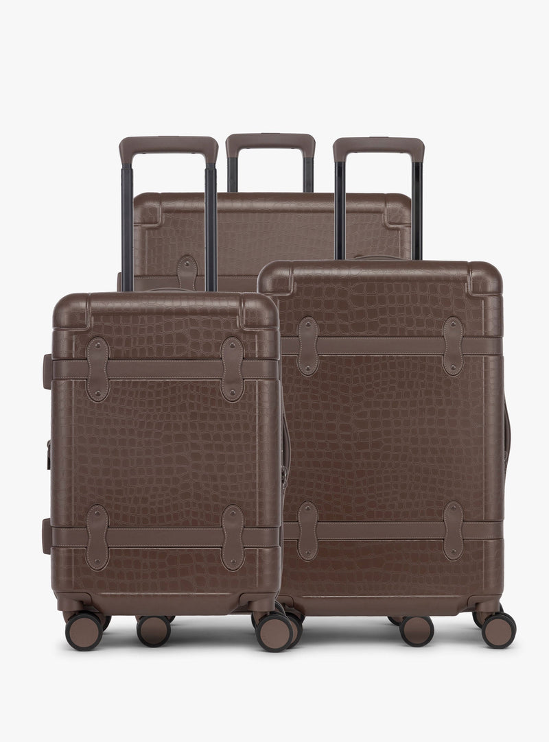 CALPAK TRNK 3 piece luggage set with hard shell exterior and 360 spinner wheels in espresso