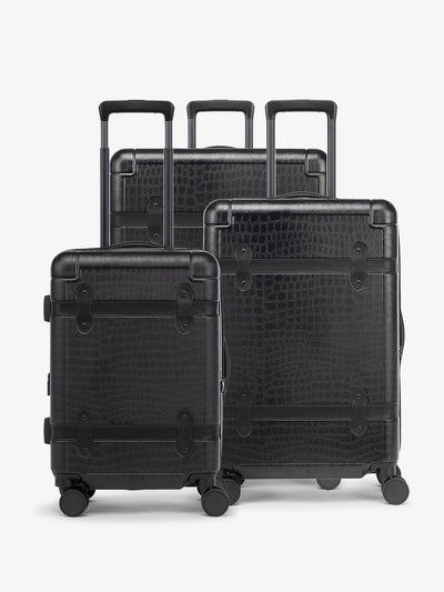 CALPAK set of 3 Trnk black luggage in vintage trunk style; LTK3000-BLACK-CROC view 1