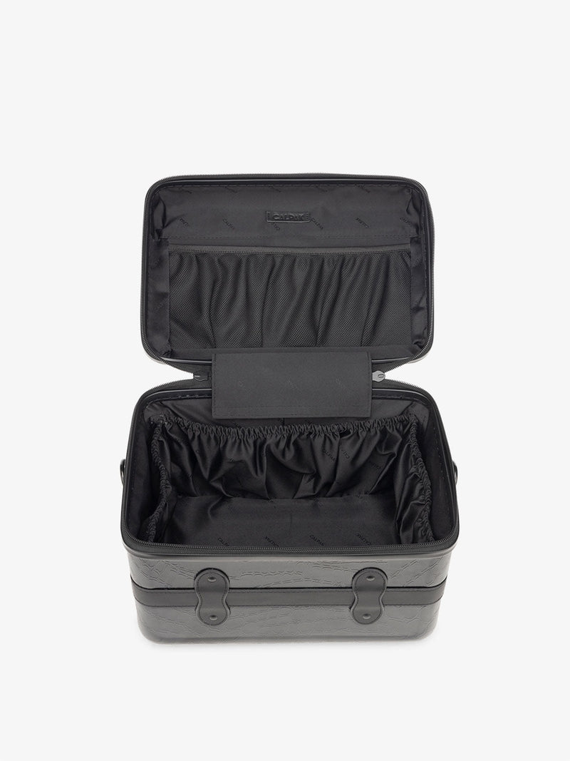 Top view of opened CALPAK Trnk vanity case