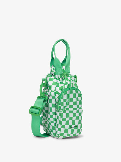 CALPAK Water Bottle Holder in green checkerboard; AWH2101-GREEN-CHECKERBOARD