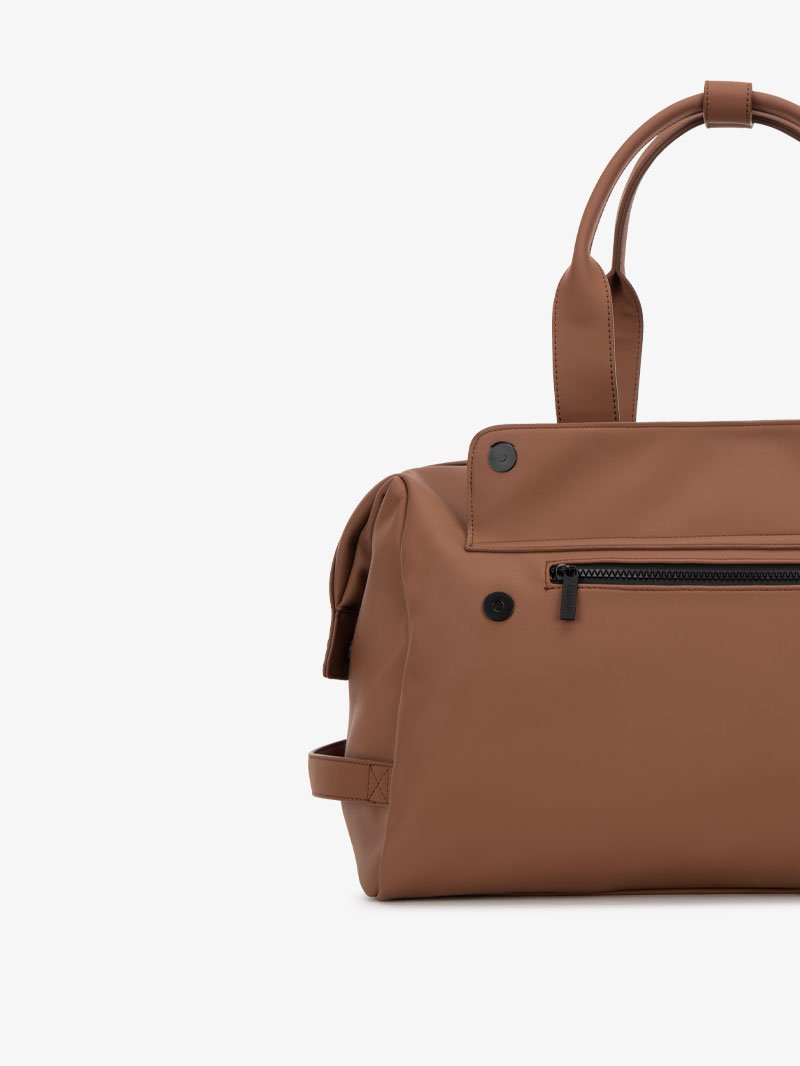 brown hazel CALPAK Hue duffel bag - back view