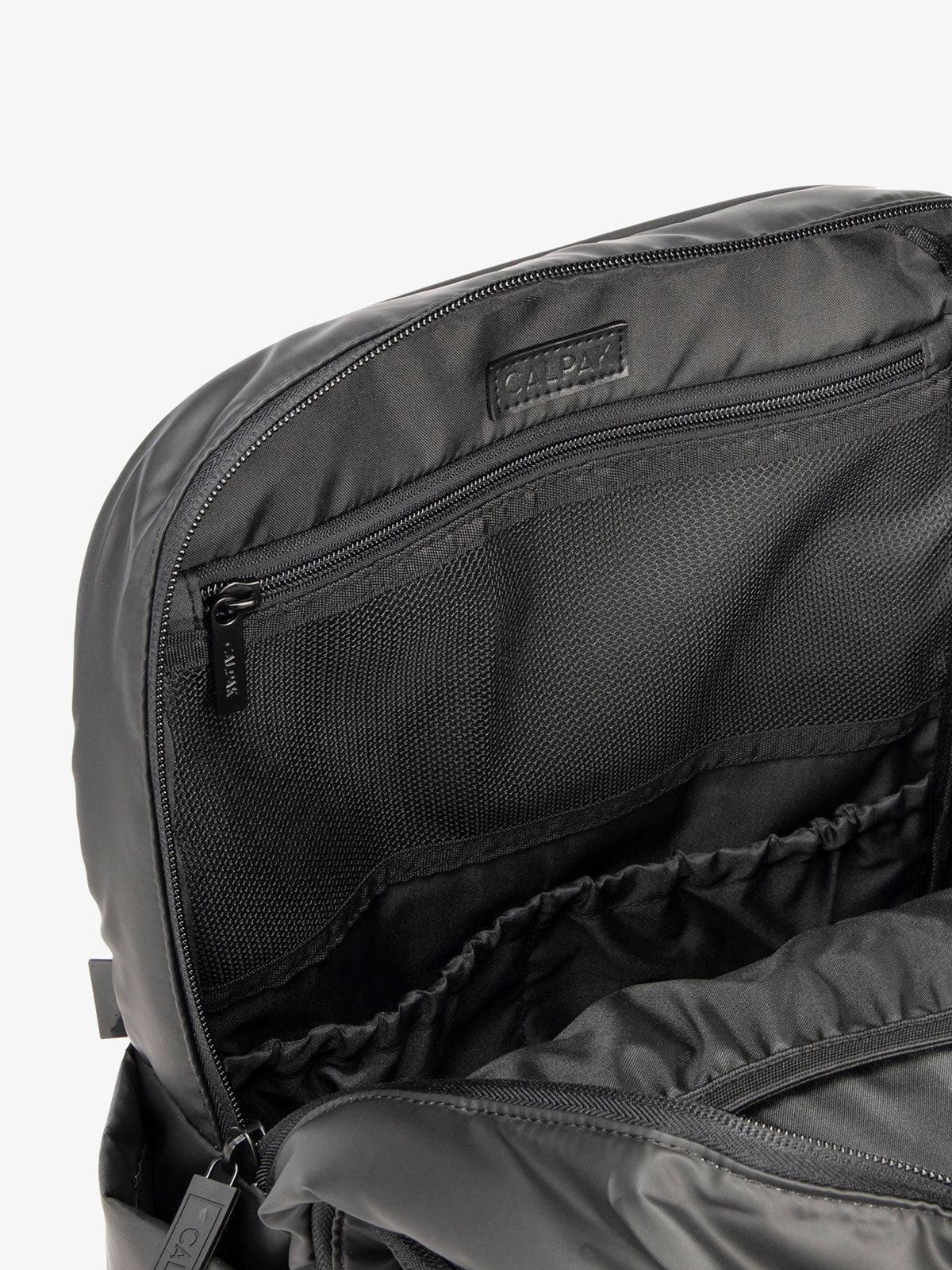 New Look Black Satin Backpack Quilted Pocket Gold Hardware Rucksack