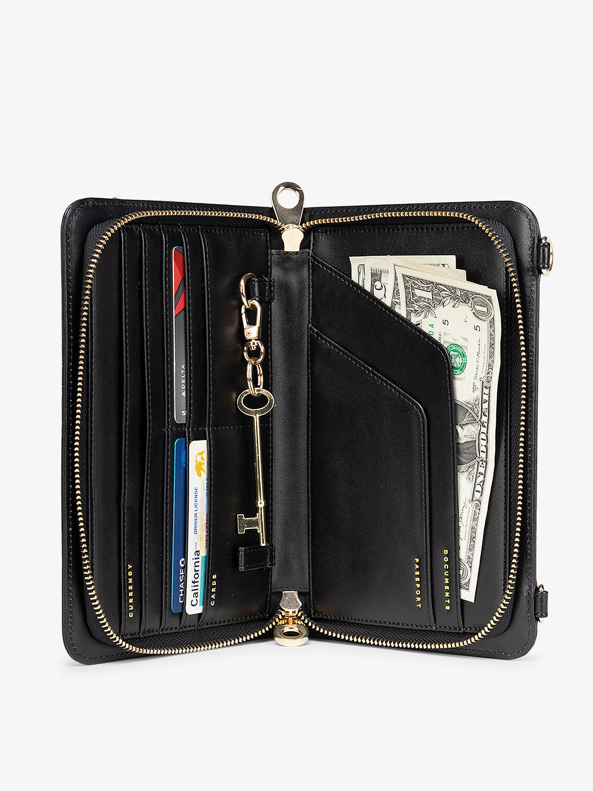 Long Zipper Wallet Purse Multi Compartment Travel Wallets