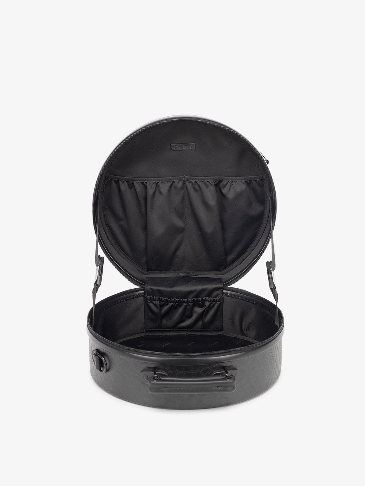 Black Leather Petite Round Hat Box
